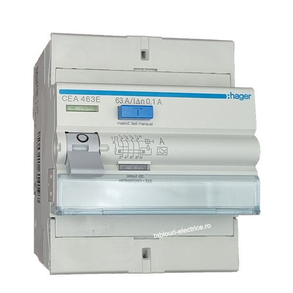 Intrerupator diferential RCCB 4P 63A/100mA 6kA tip A  CEA463E Hager