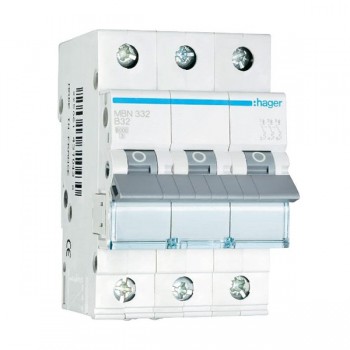 Siguranta automata 3P, 32A, 6kA, curba B, Hager MBN332