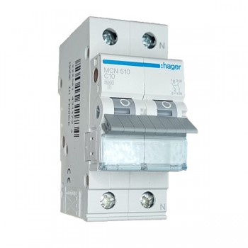 Siguranta automata 1P+N, 10A, 6kA, 2M curba C, Hager MCN510