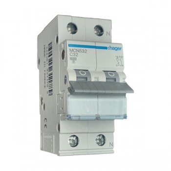 Siguranta automata 1P+N, 32A, 6kA, 2M curba C, Hager MCN532