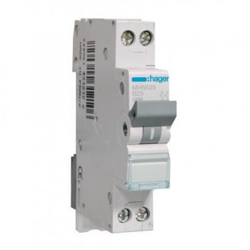 Siguranta automata 1P+N, 25A, 4.5kA curba B, Hager MHN525