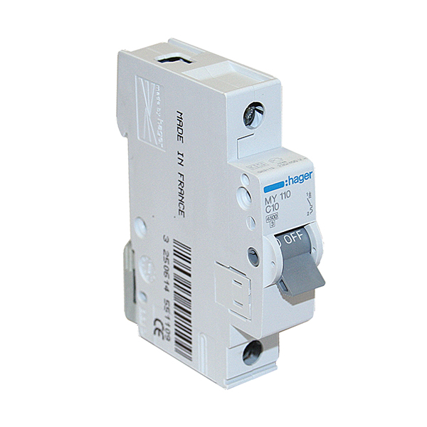 Siguranta automata 1P, 10A, 4.5kA, curba C, Hager MY110