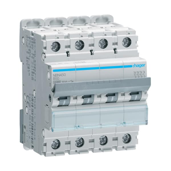 Siguranta automata 4P, 50A, 10kA, curba B, Hager NBN450