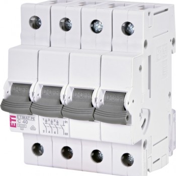 Siguranta automata 3P+N 40A Curba C 6kA, ETI-P6 001900434