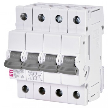 Siguranta automata 3P+N 25A Curba B 6kA, ETI-P6 001900412