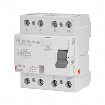 Intrerupator automat diferential 4P 63A/300mA, tip A, 10kA, ETI 002061533