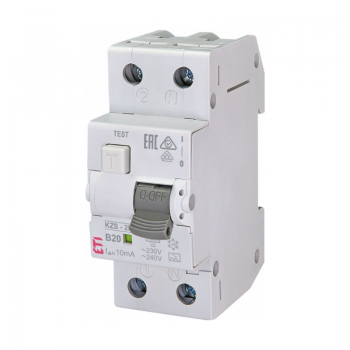 Siguranta automata diferentiala RCBO 1P+N B-20A/10mA tip A KZS-2M 002173215 ETI