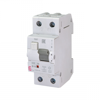 Siguranta automata diferentiala RCBO 1P+N B-16A/100mA tip A KZS-2M 002173704 ETI