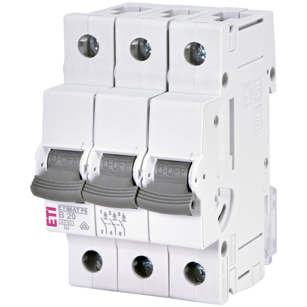 Siguranta automata 3P 20A Curba B 6kA, ETI-P6 001900311