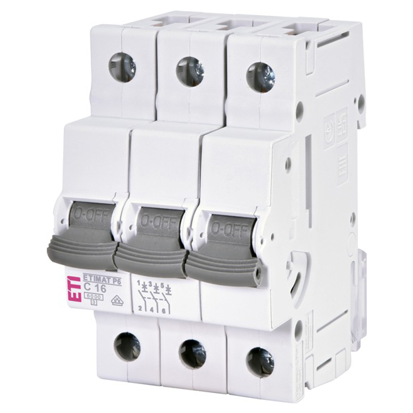 Siguranta automata 3P 16A Curba C 6kA, ETI-P6 001900330