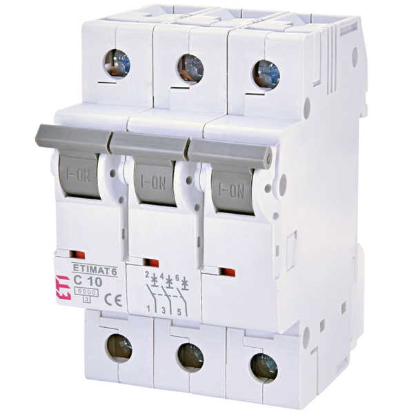 Siguranta automata 3P 10A Curba C 6kA, ETI 002145514