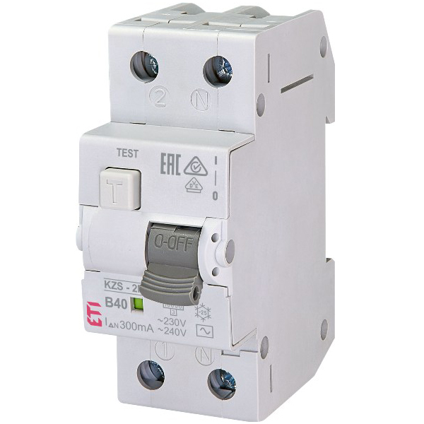 Siguranta automata diferentiala RCBO 1P+N B-40A/300mA tip A KZS-2M 002173308 ETI