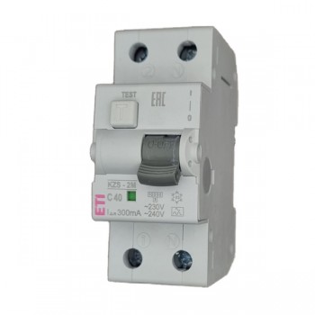 Siguranta automata diferentiala RCBO 1P+N C-40A/300mA tip A KZS-2M 002173428 ETI