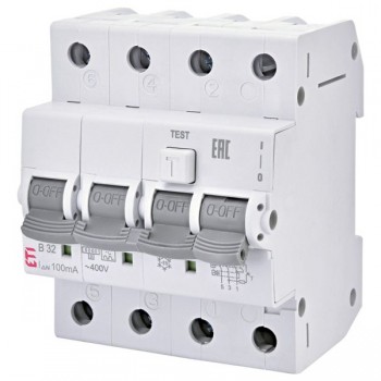 Siguranta automata diferentiala RCBO 3P+N  B-32A/100mA tip A KZS-4M 002174407 ETI