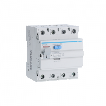 Întrerupător diferențial RCCB 4P 25A/300mA, 6kA, tip A, Hager CF425J