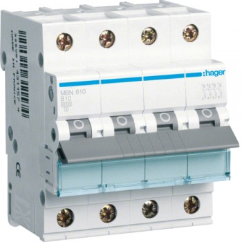 Siguranta automata 3P+N, 10A, 6kA, curba B, Hager MBN610
