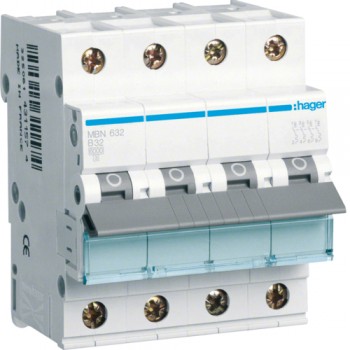 Siguranta automata 3P+N, 32A, 6kA, curba B, Hager MBN632