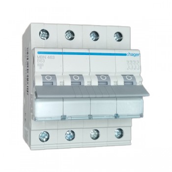 Siguranta automata 4P, 63A, 6kA, curba B, Hager MBN463
