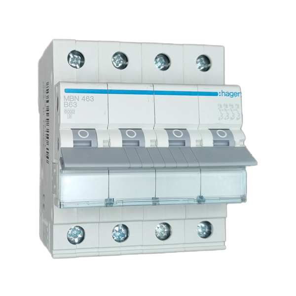 Siguranta automata 4P, 63A, 6kA, curba B, Hager MBN463