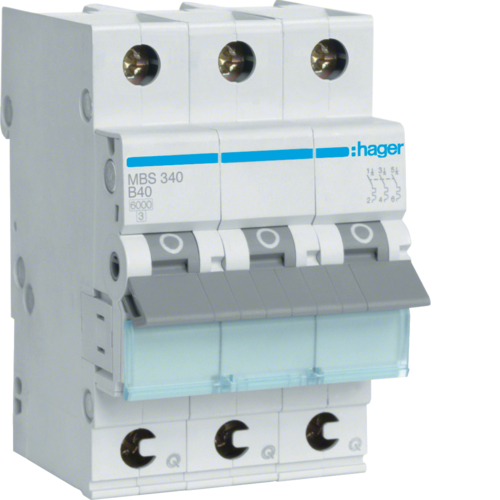 Siguranta automata 3P, 40A, 6kA, curba B, Hager MBS340  quick connect