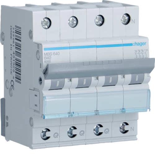 Siguranta automata 3P+N, 40A, 6kA, curba B, Hager MBS640  quick connect