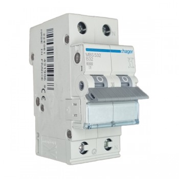 Siguranta automata 1P+N, 2M, 32A, 6kA, curba B, Hager MBS532  quick connect
