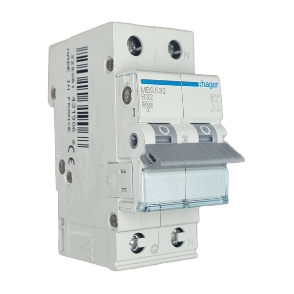 Siguranta automata 1P+N, 2M, 32A, 6kA, curba B, Hager MBS532  quick connect