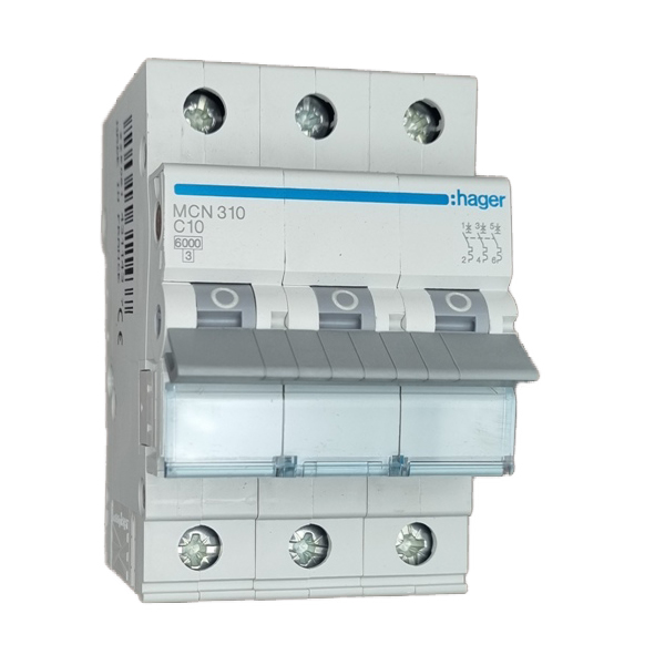 Disjunctor 3P 10A 6kA C, Hager MCN310