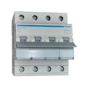 Siguranta automata 4P, 10A, 6kA, curba C, Hager MCN410