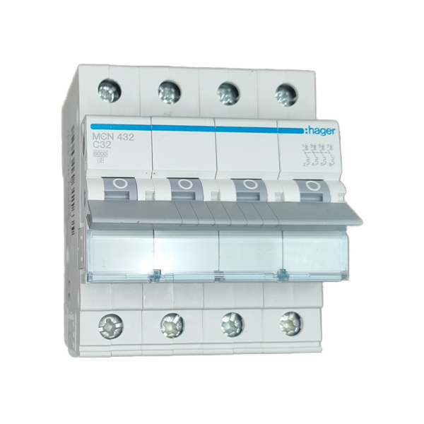 Siguranta automata 4P, 32A, 6kA, curba C, Hager MCN432