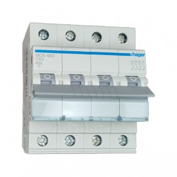 Siguranta automata 4P, 63A, 6kA, curba C, Hager MCN463