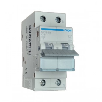 Siguranta automata 1P+N, 16A, 6kA, 2M curba C, Hager MCN516